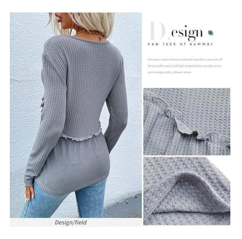 Women V Neck Knitted Women Tops-Shirts & Tops-Light Gray-S-Free Shipping Leatheretro