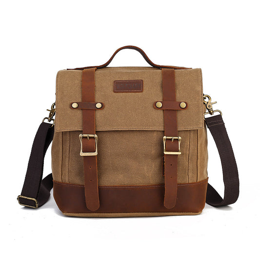 Retro Leather Canvas Business Bags for Men-Backpacks-Coffee-Free Shipping Leatheretro