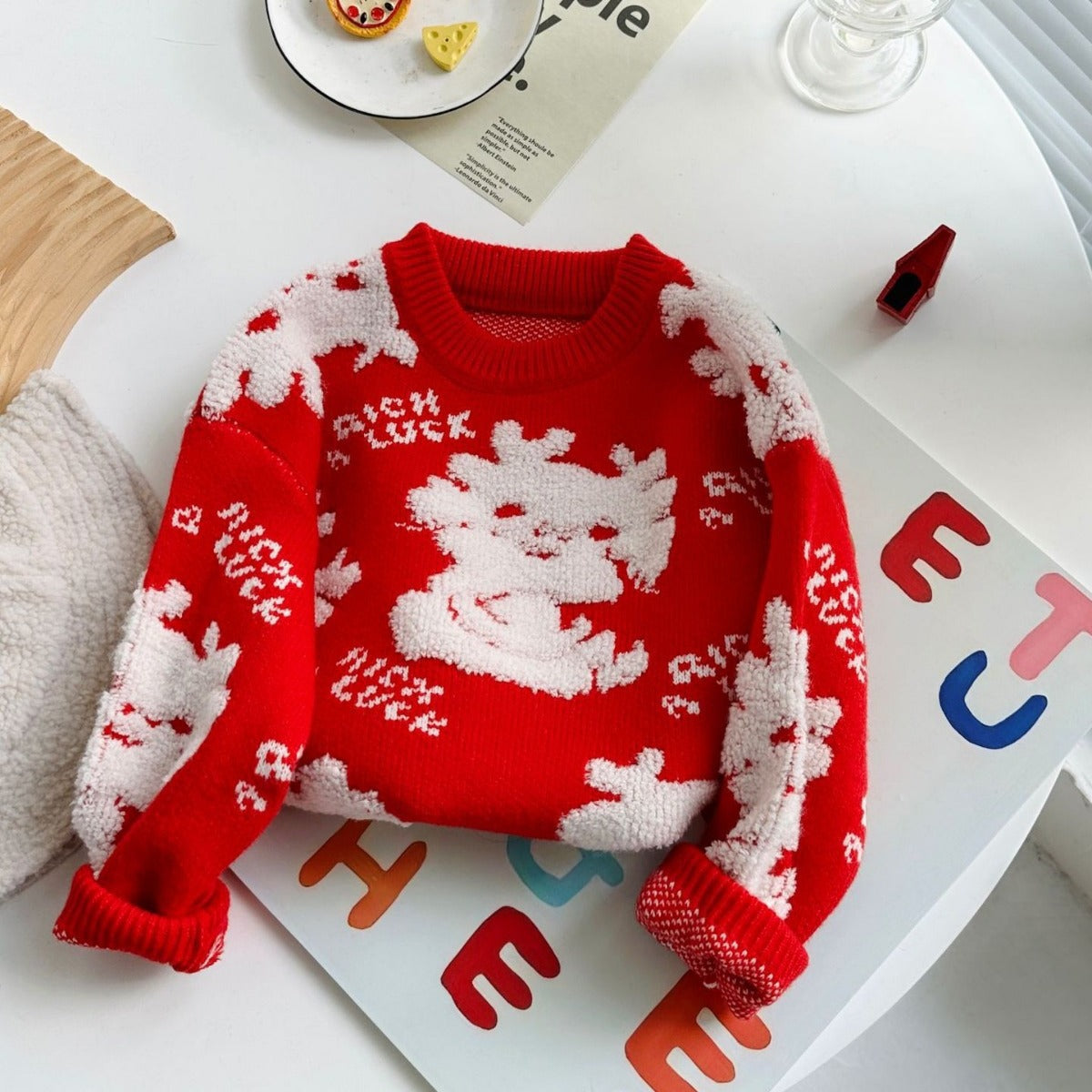 Lovely Knitted Kid's Pullover Sweaters-Shirts & Tops-Red-90cm-Free Shipping Leatheretro