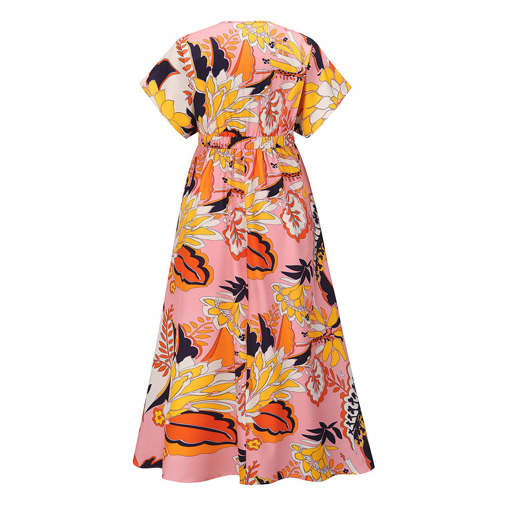 Summer Casual Bat Sleeves Beach Long Dresses-Dresses-Orange-S-Free Shipping Leatheretro