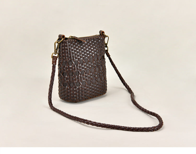 Special Design Woven Leather Bags for Women 8088-Handbags, Wallets & Cases-Brown-Free Shipping Leatheretro
