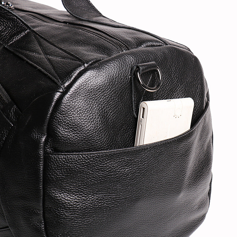 Black Leather Traveling Duffle Bags for Women 1109-Duffle Bag-Black-Free Shipping Leatheretro