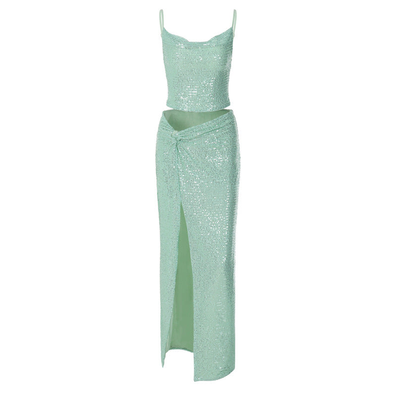 Sexy Light Green Split Front Evening Party Dresses-Dresses-Light Green-S-Free Shipping Leatheretro