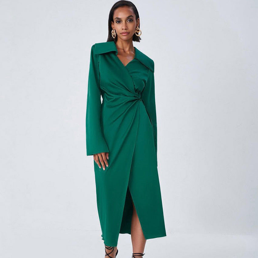 Green French Style Long Dresses for Women-Dresses-Green-S-Free Shipping Leatheretro