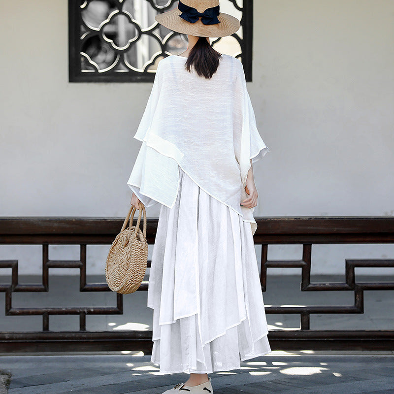 Fairy Line Irregular White Skirts-Skirts-White-One Size-Free Shipping Leatheretro