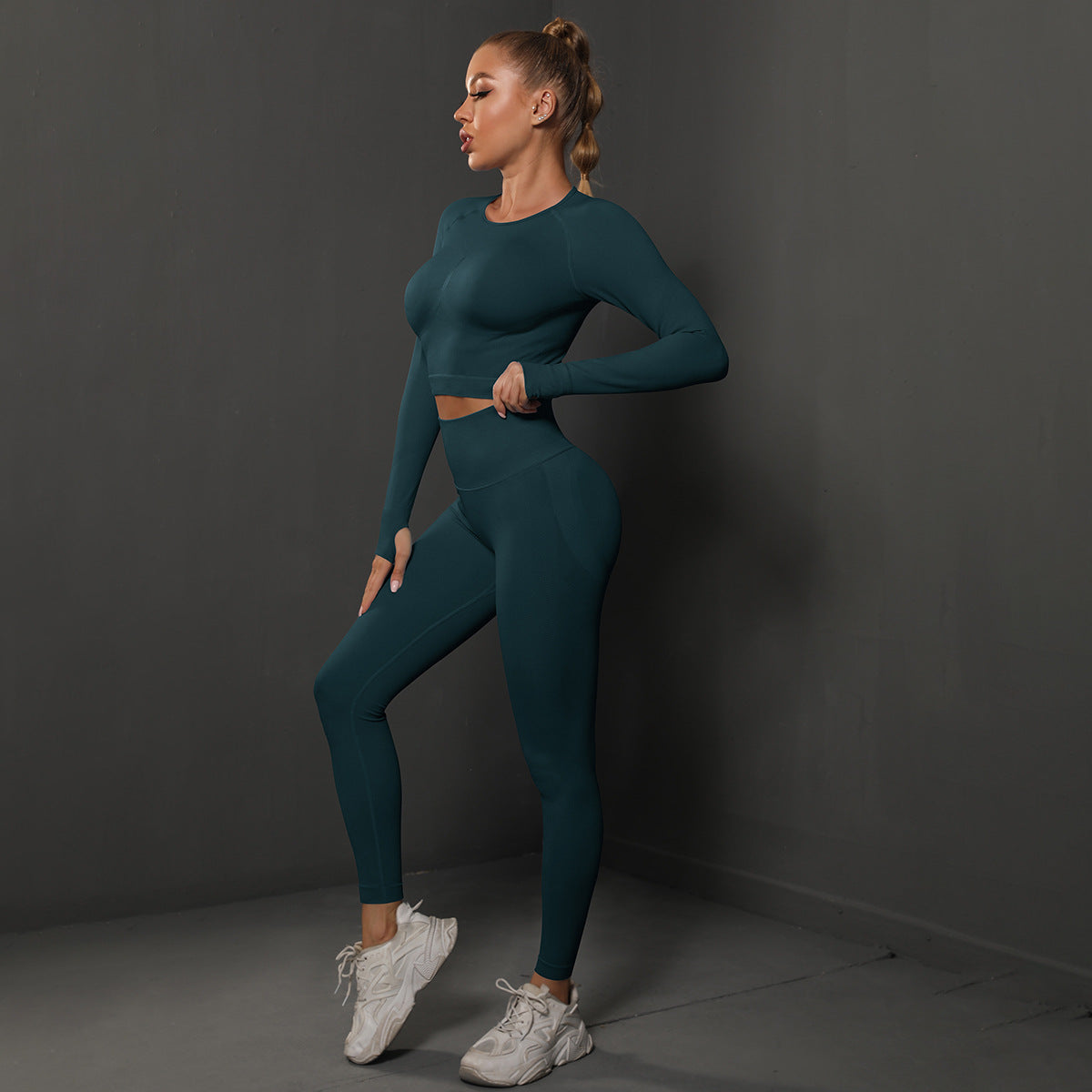 Fashion Simple Style Sports Yoga Suits for Women-Activewear-Cyan-S-Free Shipping Leatheretro