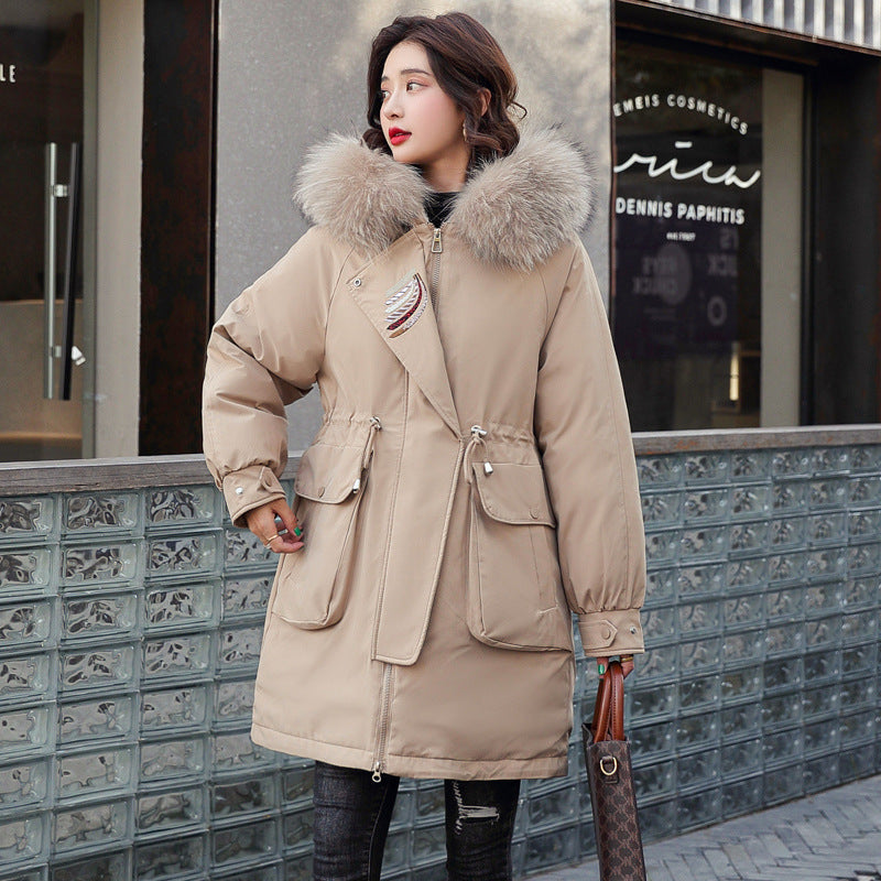 Warm Thick Velvet Plus Sizes Winter Outerwear for Women-Outerwear-Khaki-M-Free Shipping Leatheretro