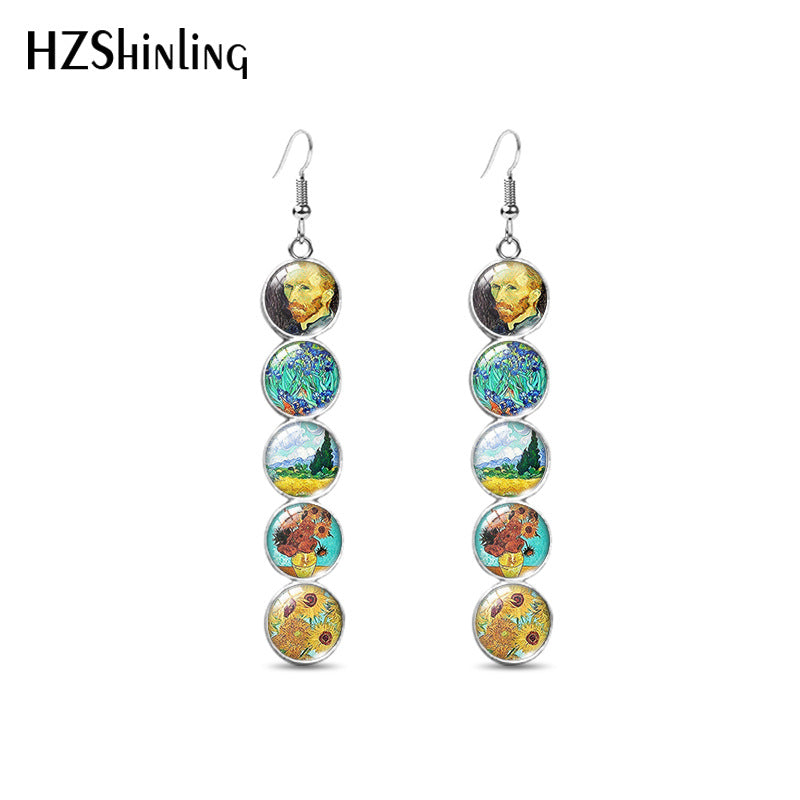 Sunflower Design Stone Drop Earrings for Women-Earrings-2-Free Shipping Leatheretro