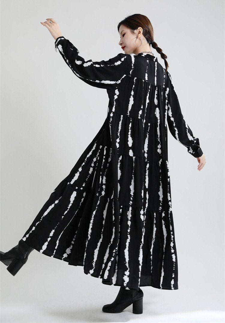 Women Long Sleeves Stand Collar Fall Cozy Dresses-Cozy Dresses-White-One Size-Free Shipping Leatheretro