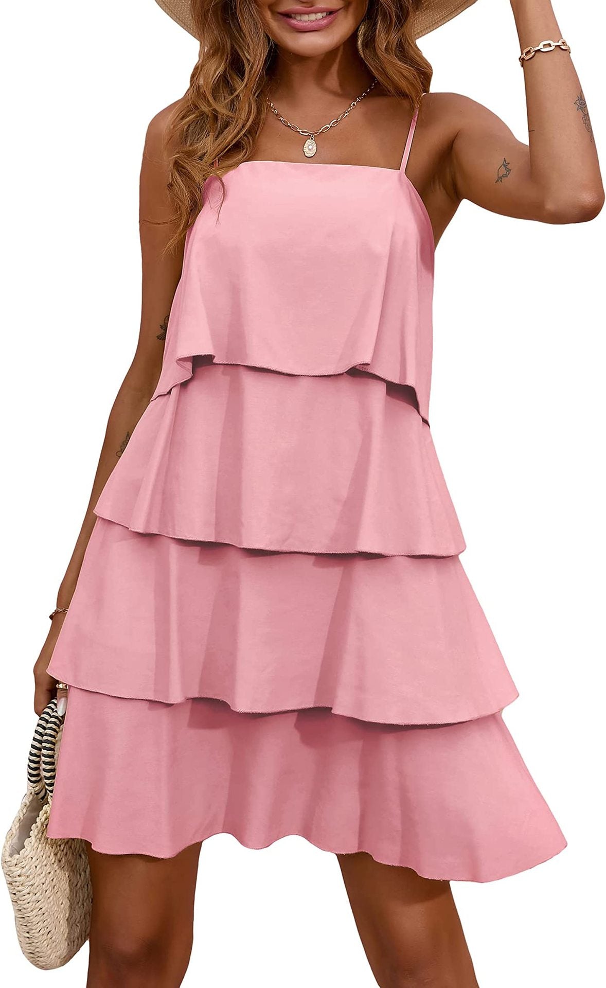 Summer Sleeveless Daily Mini Dresses-Dresses-Pink-1-S-Free Shipping Leatheretro