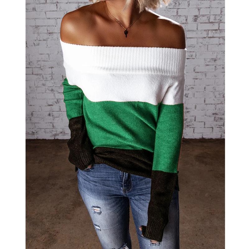 Sexy Off The Shoulder Women Knitting Sweaters-Shirts & Tops-Green-S-Free Shipping Leatheretro