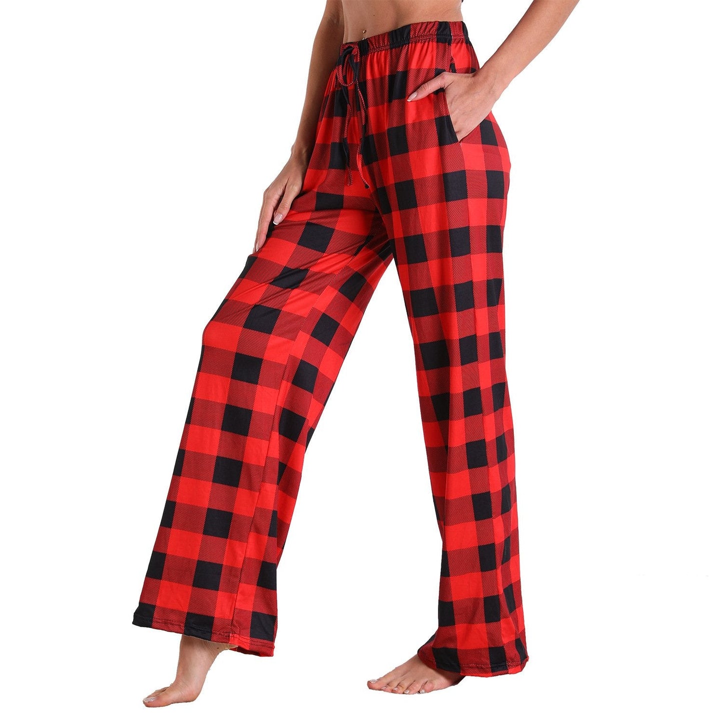 Causal Plaid Women Pajamas Pants Elastic Cord-Pajamas-3011-S-Free Shipping Leatheretro