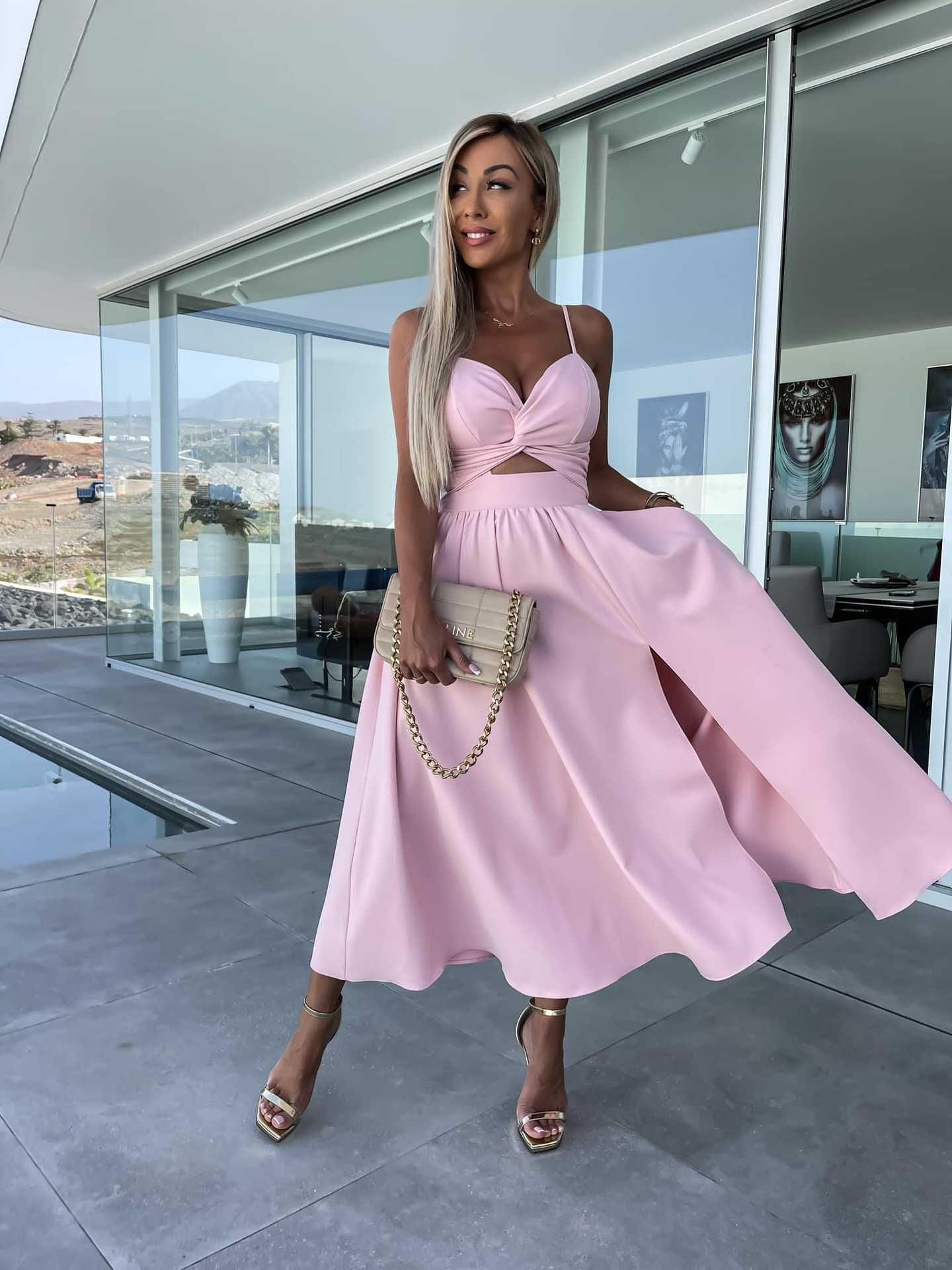 Elegant Midriff Baring Summer Dresses-Dresses-Pink-S-Free Shipping Leatheretro