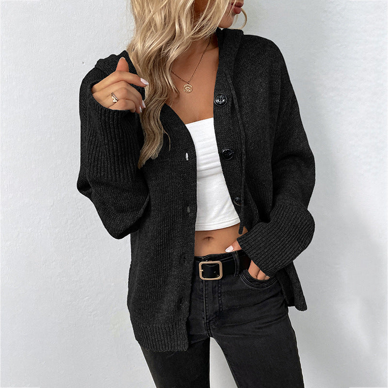 Fashion Drawstring Knitted Cardigan Coats for Women-Coats & Jackets-Black-S-Free Shipping Leatheretro