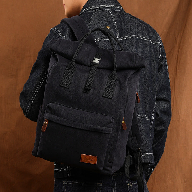 Vintage Large Storage Canvas Handle Backpacks 2006-Khaki-Free Shipping Leatheretro