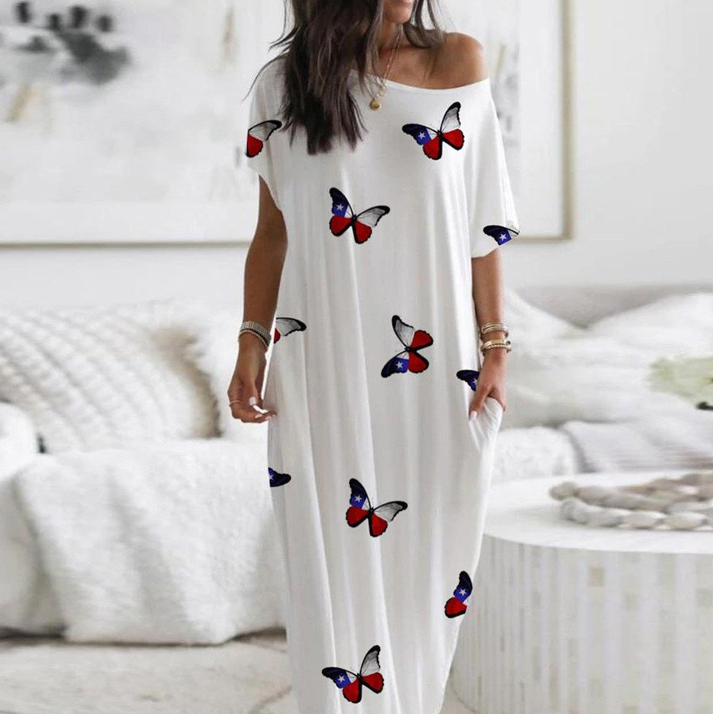 Casual Short Sleves Long Cozy Dresses-Cozy Dresses-Floral-S-Free Shipping Leatheretro