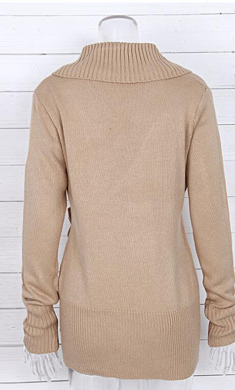 Fall/winter V Neck Tight Sweaters-Sweater&Hoodies-Khaki-M-Free Shipping Leatheretro