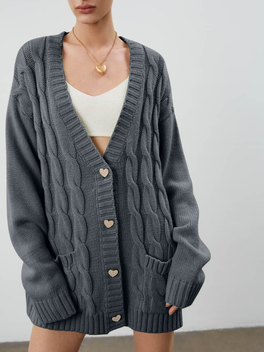 Casual Loose Knitted Women Fall Cardigan Overcoats-Gray-S-Free Shipping Leatheretro
