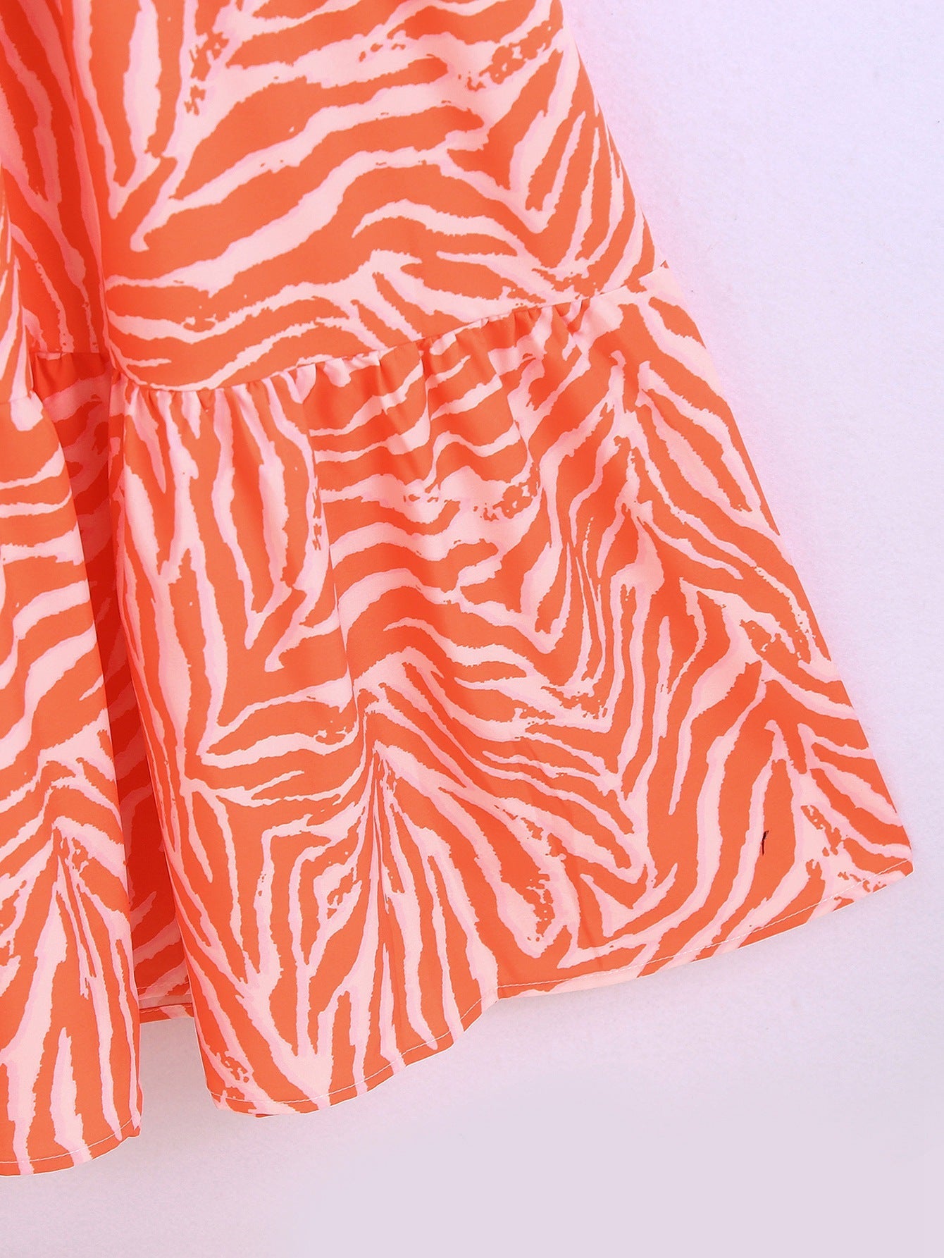 Women Orange Animal Striped Print Summer Dresses-Dresses-The same as picture-XS-Free Shipping Leatheretro