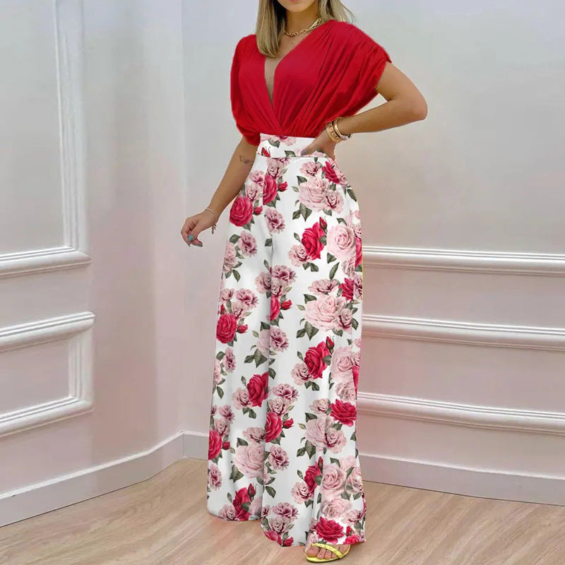 Casual Summer Wide Legs Pants Outfits for Women-Suits-Red-S-Free Shipping Leatheretro