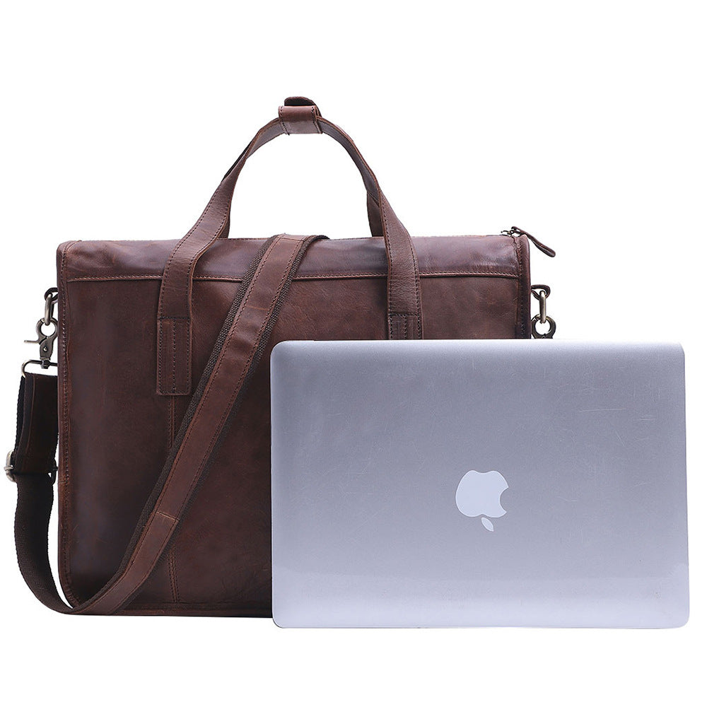 Simple Vintage Leather Business Briefcase J6495-Leateher Briefcase-Brown-Free Shipping Leatheretro