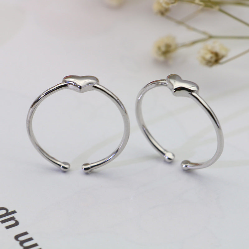 Simple Heart Shape Design Sterling Silver Rings for Women-Rings-The same as picture-Open-end-Free Shipping Leatheretro