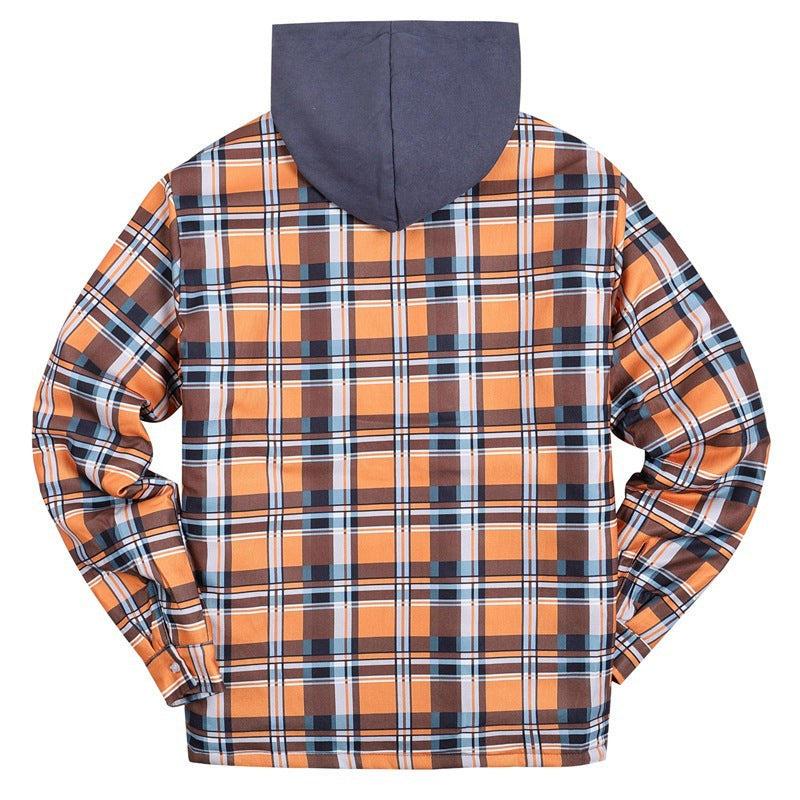 Plaid Winter Hoodies Jacket Outerwear for Men-Outerwear-Red-S-Free Shipping Leatheretro