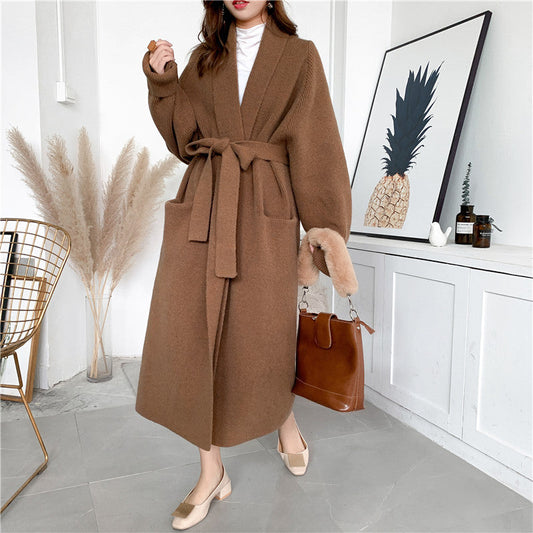 Women Romper Style Knitted Woolen Cardigan Overcoat-Outerwear-Brown-S-Free Shipping Leatheretro
