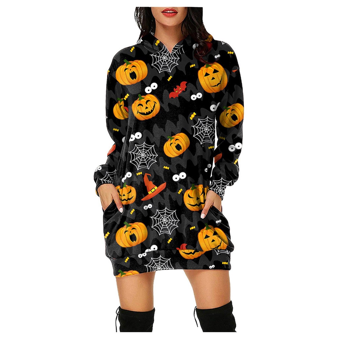 Halloween Pumpkin Design Pullover Hoodies for Women-Shirts & Tops-C-S-Free Shipping Leatheretro