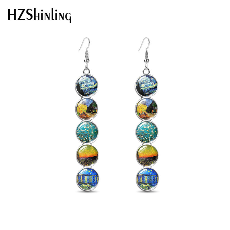 Sunflower Design Stone Drop Earrings for Women-Earrings-1-Free Shipping Leatheretro