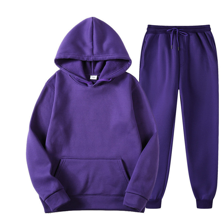 Casual Pullover Hoodies and Sports Pants Sets for Women and Men-Suits-Purple-S-Free Shipping Leatheretro