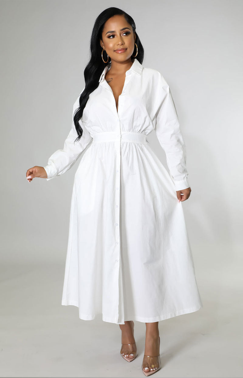 Casual Plus Sizes Shirts Dresses-Dresses-White-S-Free Shipping Leatheretro