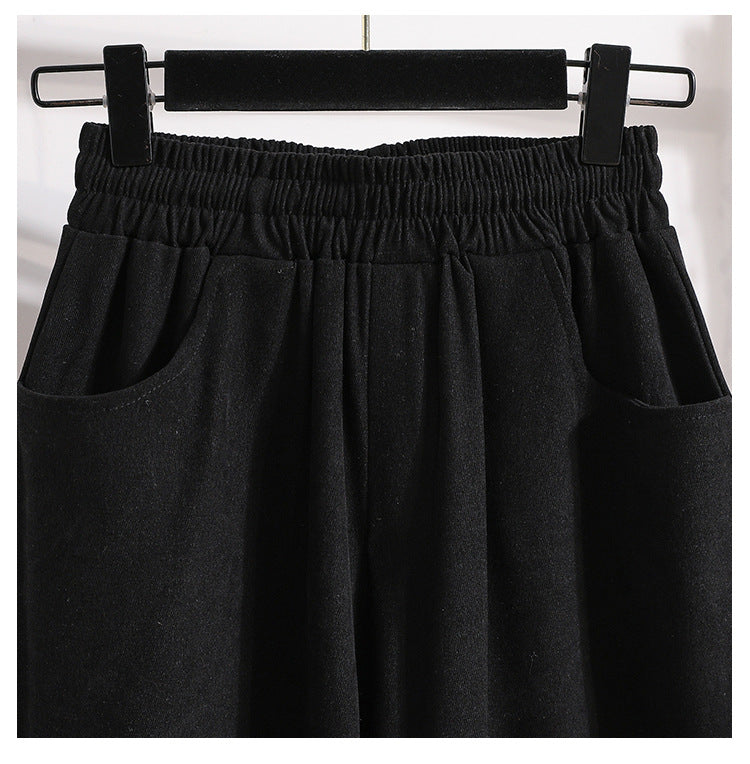 Plus Sizes Fall Wide Legs Pants for Women-Pants-Black-M-Free Shipping Leatheretro