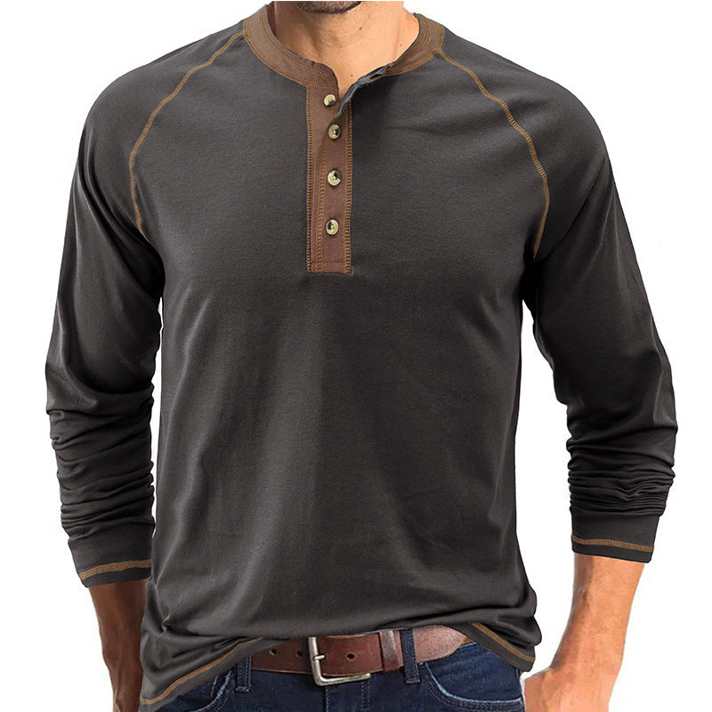 Casual Outdoor Long Sleeves Basic Shirts for Men-Dark Gray-S-Free Shipping Leatheretro