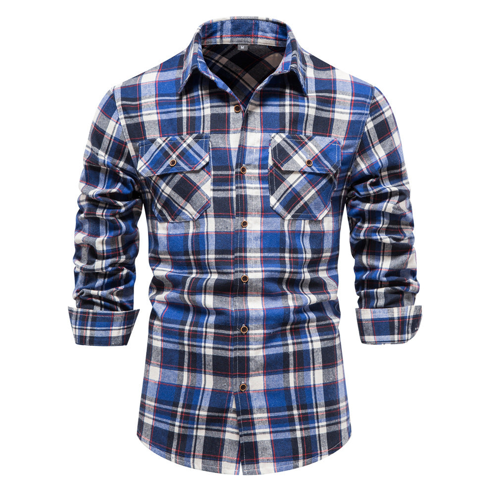 Fall Plaid Long Sleeves Shirts for Men-Shirts & Tops-F-S-Free Shipping Leatheretro