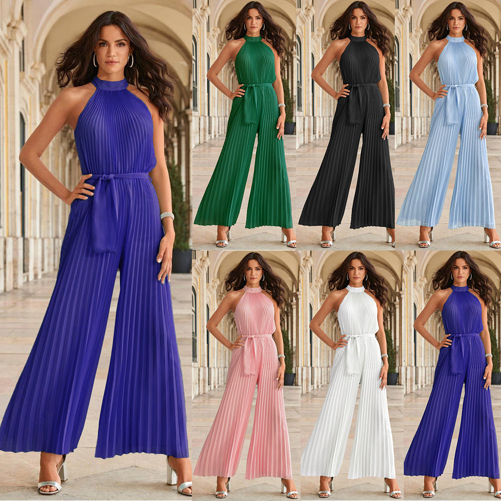 Sexy Halter Summer Wide Legs Jumpsuits for Women-Suits-LQ268-bai-S-Free Shipping Leatheretro