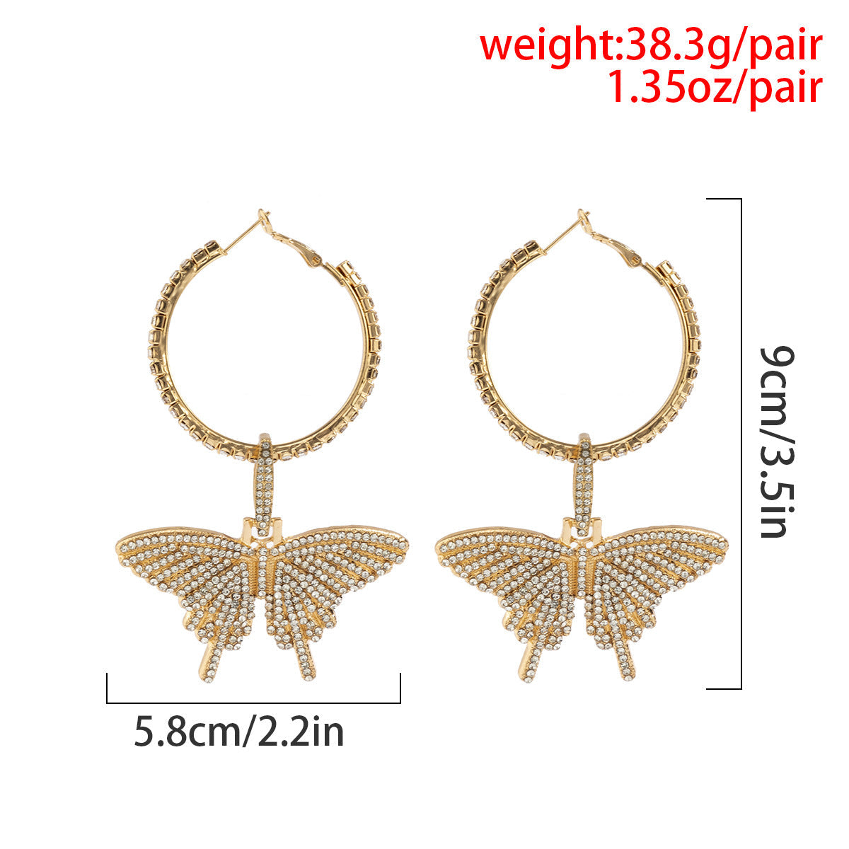 Fashion Butterfly Designed Hoop Earring for Women-Earrings-Golden-Free Shipping Leatheretro