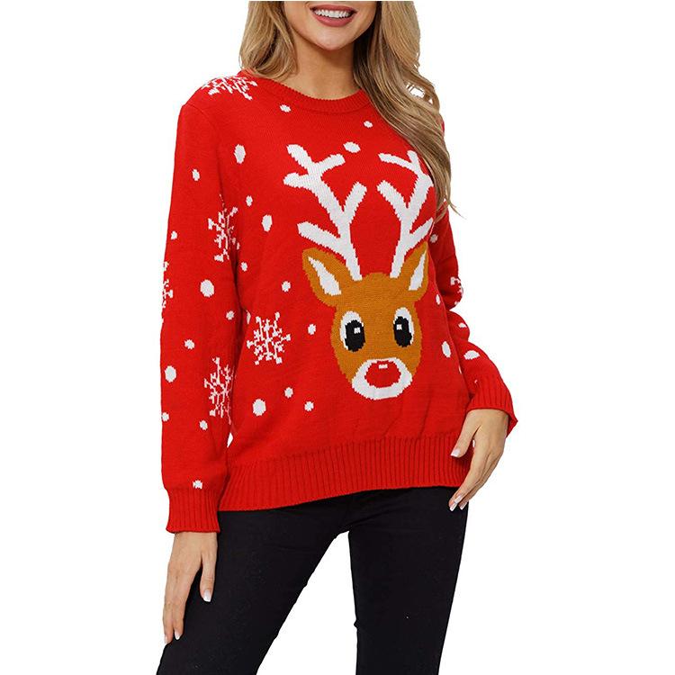 Red Christmas Elk Women Knitting Sweaters for Winter-Shirts & Tops-Red-S-Free Shipping Leatheretro