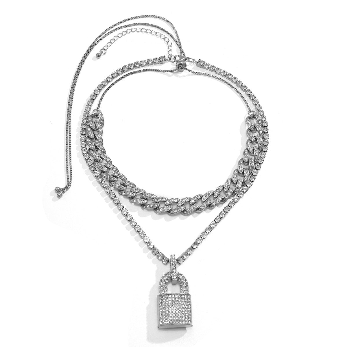 Creative Lock Design Rhinestone Clavicle Necklace for Women-Necklaces-White-Free Shipping Leatheretro