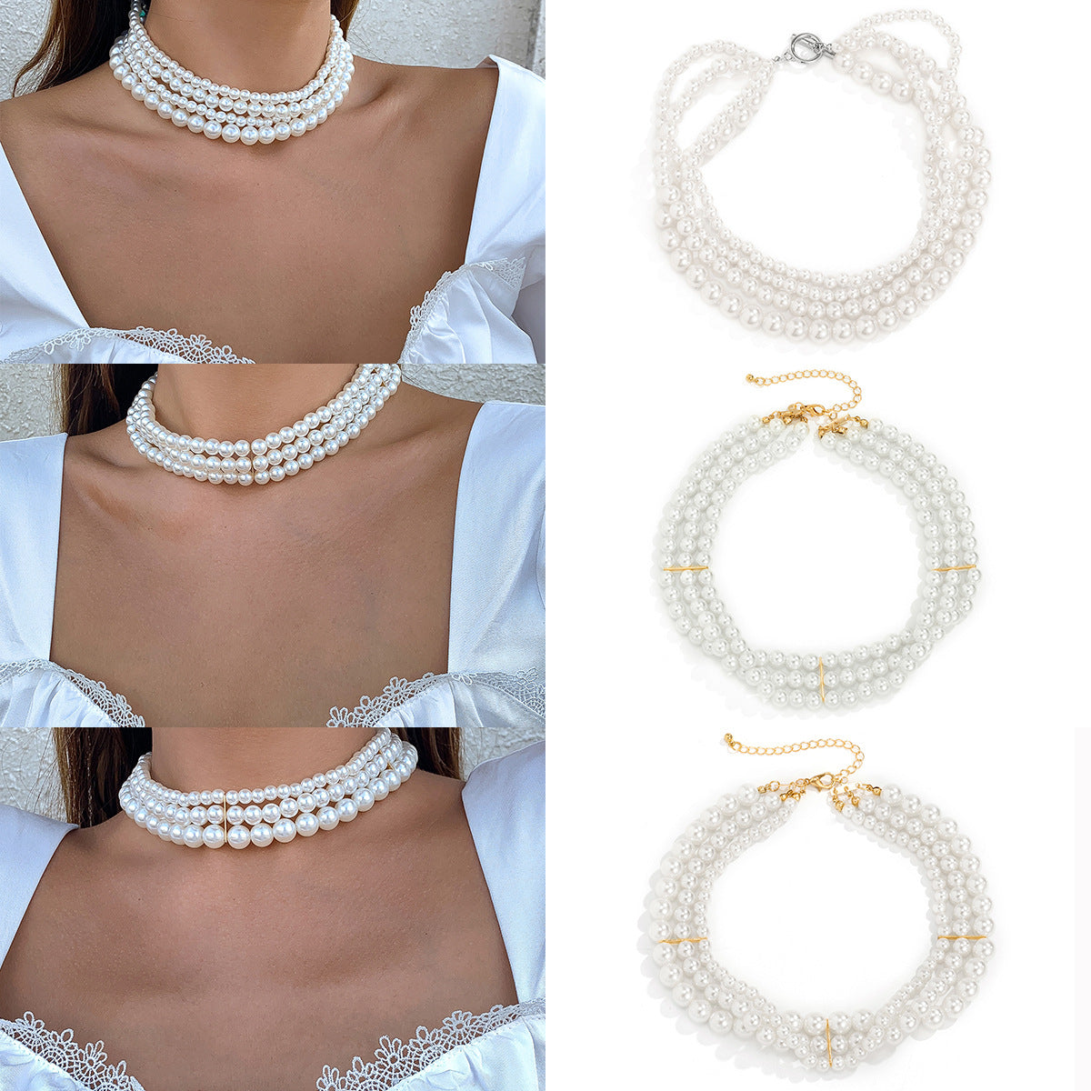 Elegant Round Shape Artificial Pearl Necklace for Women-Necklaces-White-Free Shipping Leatheretro
