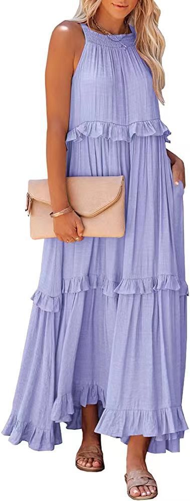 Summer Irregular Design Long Holiday Dresses-Dresses-Light Purple-S-Free Shipping Leatheretro
