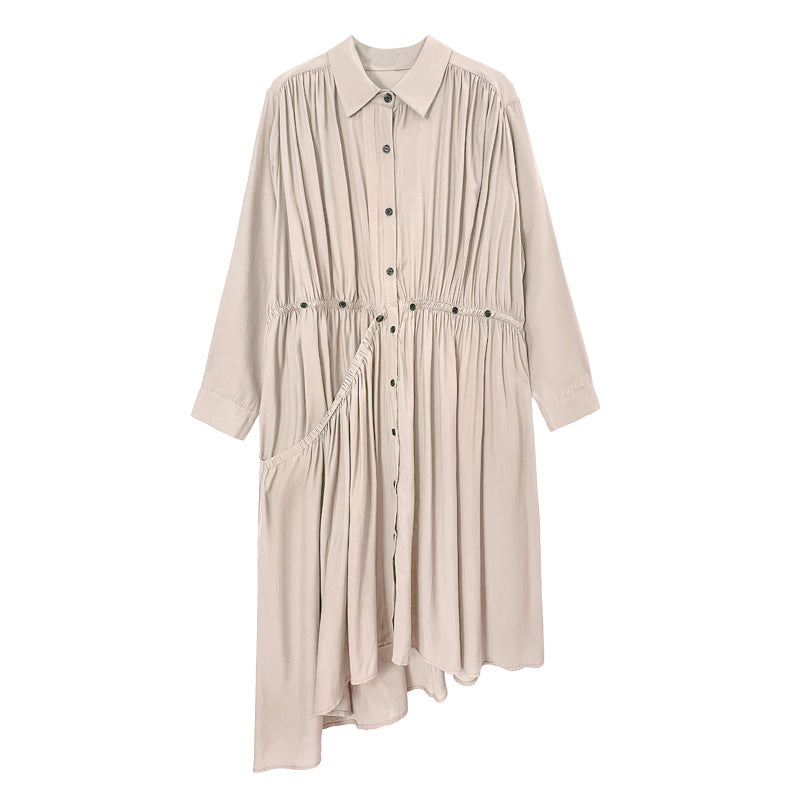 Casual Designed A Line Shirts Dresses-Apricot-One Size-Free Shipping Leatheretro