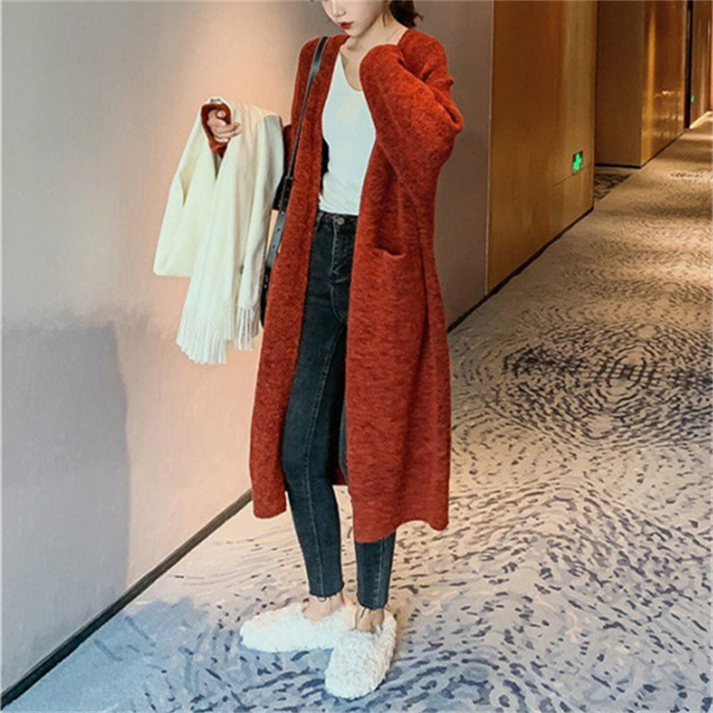 Casual Winter Long Knitted Coats for Girls-Outerwear-Blue-One Size-Free Shipping Leatheretro