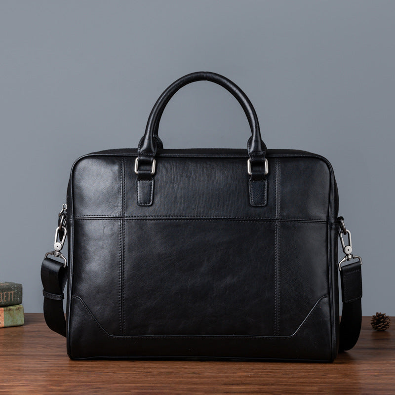 Vintage Genine Leather Businees Briefcase Laptop Bag 3555-Leather Briefcase-Black-Free Shipping Leatheretro