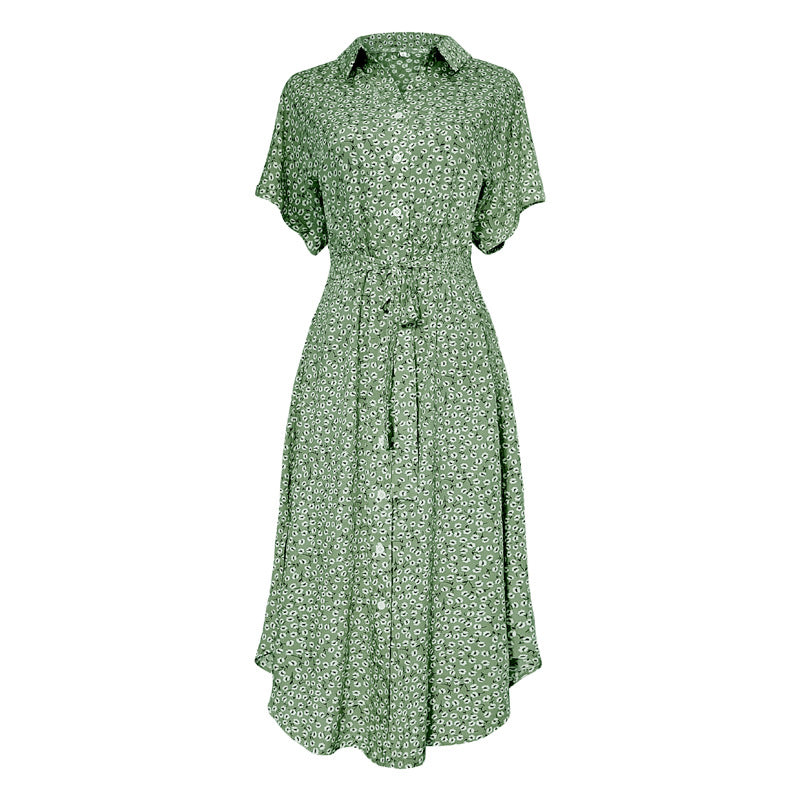 Casual Short Sleeves Summer Dresses-Dresses-Green-S-Free Shipping Leatheretro