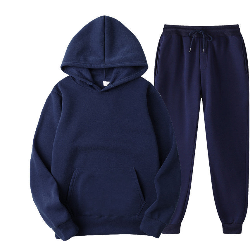 Casual Pullover Hoodies and Sports Pants Sets for Women and Men-Suits-Navy Blue-S-Free Shipping Leatheretro