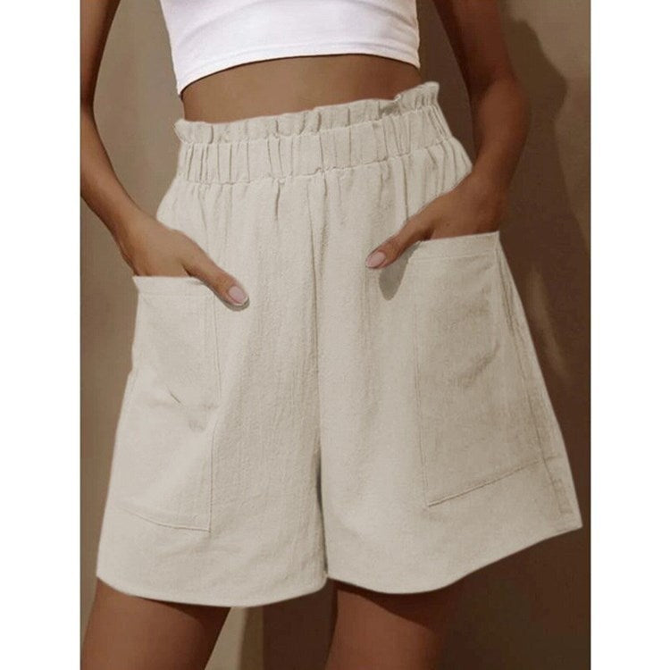 Casul Linen High Waist Summer Shorts for Women-Pants-Off the White-S-Free Shipping Leatheretro