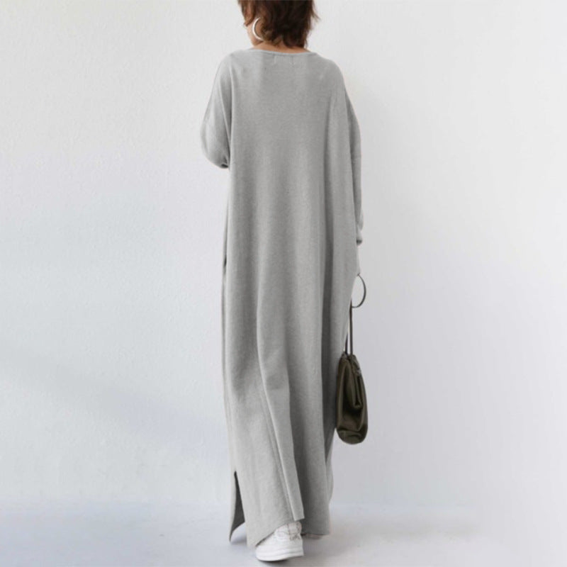 Casual Women Long Cozy Dresses-Dresses-Gray-S-Free Shipping Leatheretro