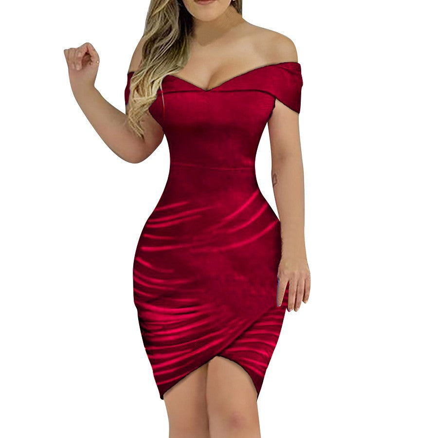 Sexy Off The Shoulder Women Mini Party Dresses-Dresses-Wine Red-S-Free Shipping Leatheretro