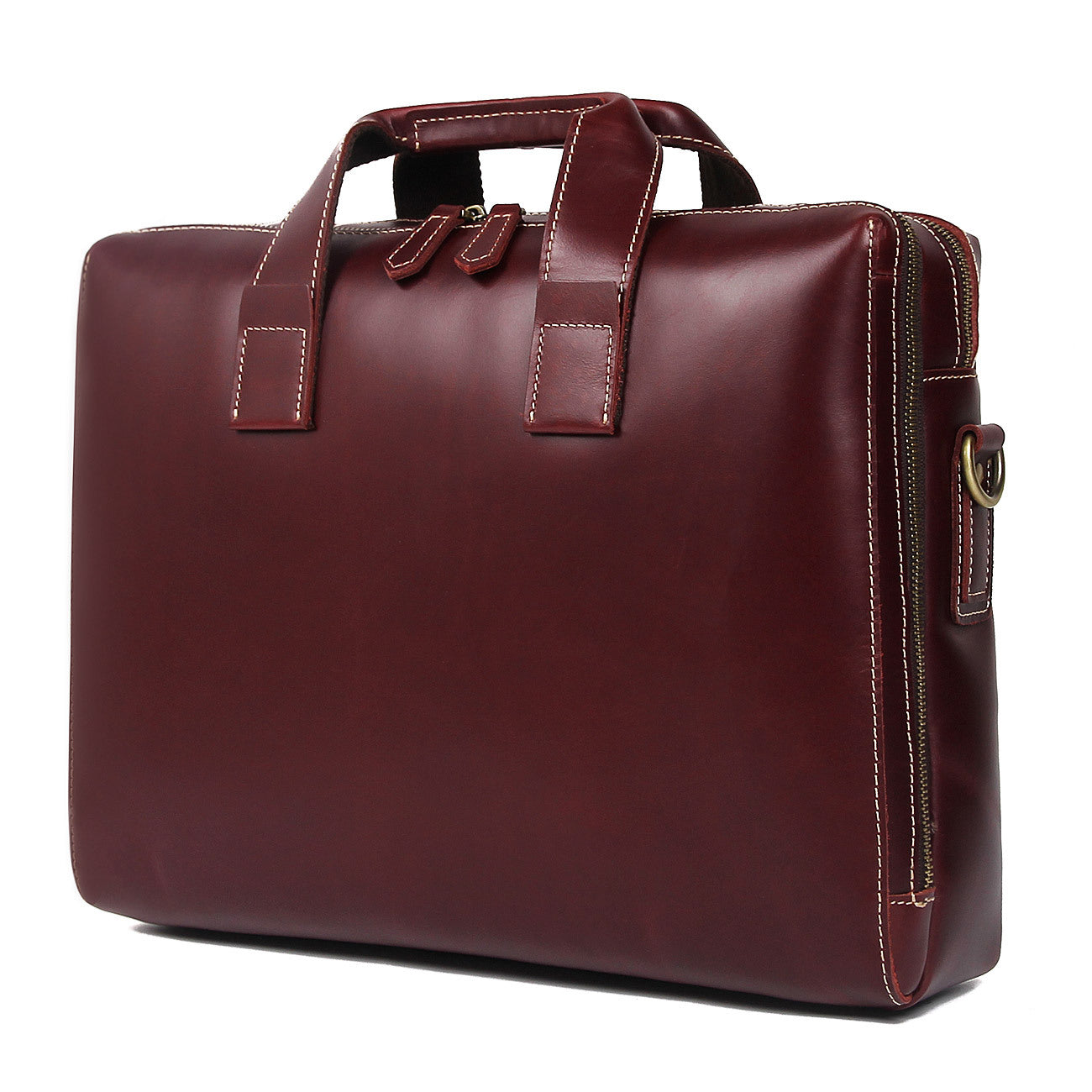 Vintage Genuine Leather Business Briefcase 7167-Briefcases-Wine Red-Free Shipping Leatheretro